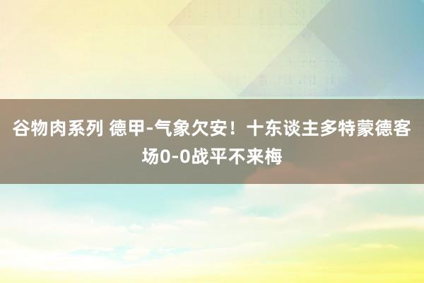 谷物肉系列 德甲-气象欠安！十东谈主多特蒙德客场0-0战平不来梅