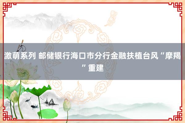 激萌系列 邮储银行海口市分行金融扶植台风“摩羯”重建