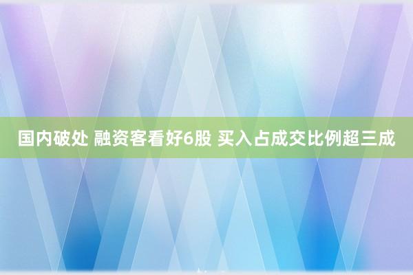 国内破处 融资客看好6股 买入占成交比例超三成