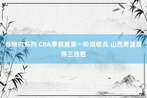 谷物肉系列 CBA季前赛第一阶段收兵 山西男篮赢得三连胜