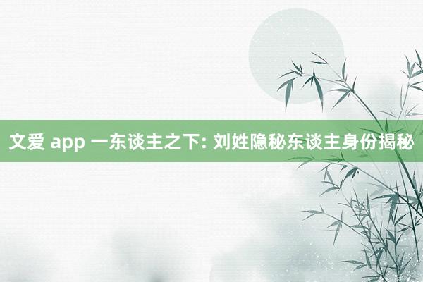 文爱 app 一东谈主之下: 刘姓隐秘东谈主身份揭秘