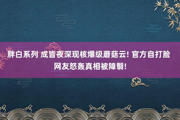 胖白系列 成皆夜深现核爆级蘑菇云! 官方自打脸 网友怒轰真相被障翳!