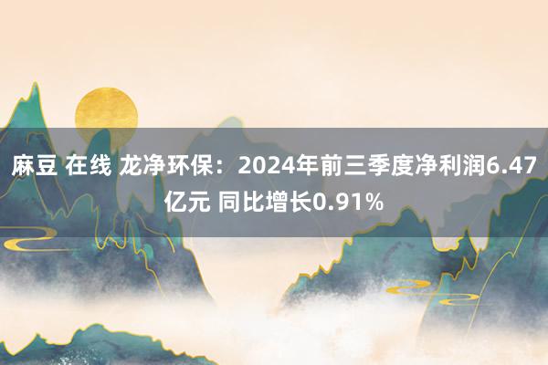 麻豆 在线 龙净环保：2024年前三季度净利润6.47亿元 同比增长0.91%