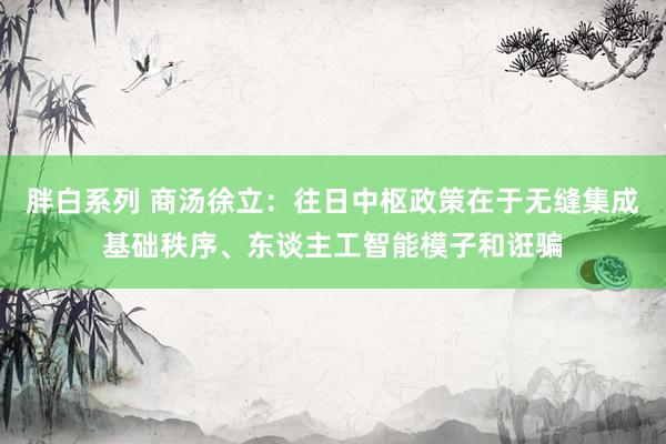 胖白系列 商汤徐立：往日中枢政策在于无缝集成基础秩序、东谈主工智能模子和诳骗