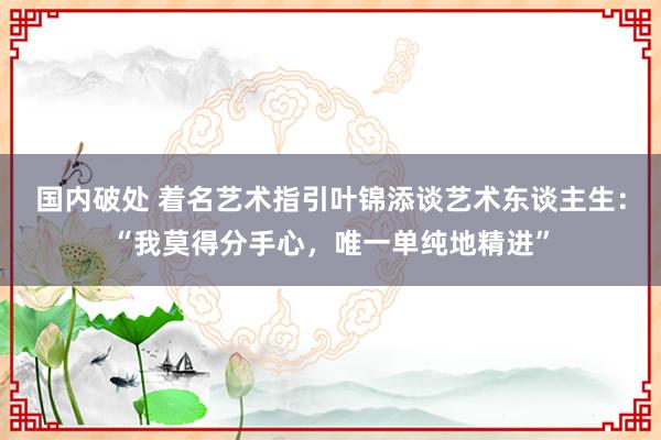 国内破处 着名艺术指引叶锦添谈艺术东谈主生：“我莫得分手心，唯一单纯地精进”