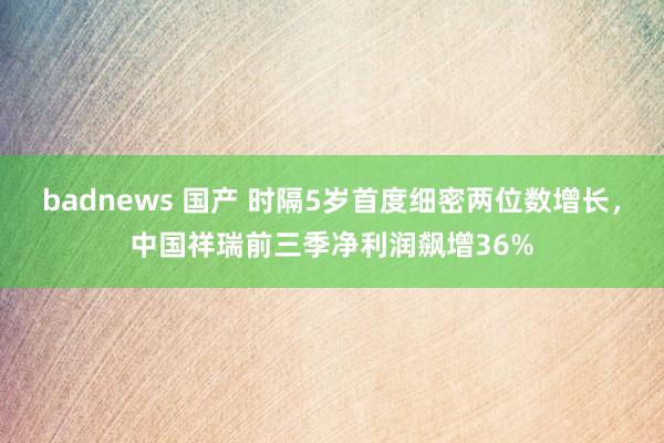 badnews 国产 时隔5岁首度细密两位数增长，中国祥瑞前三季净利润飙增36%