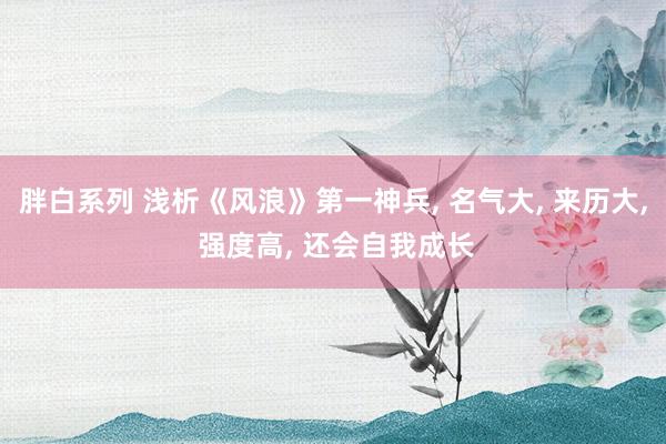 胖白系列 浅析《风浪》第一神兵， 名气大， 来历大， 强度高， 还会自我成长