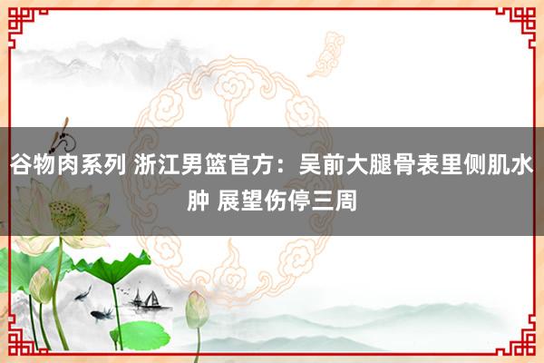 谷物肉系列 浙江男篮官方：吴前大腿骨表里侧肌水肿 展望伤停三周