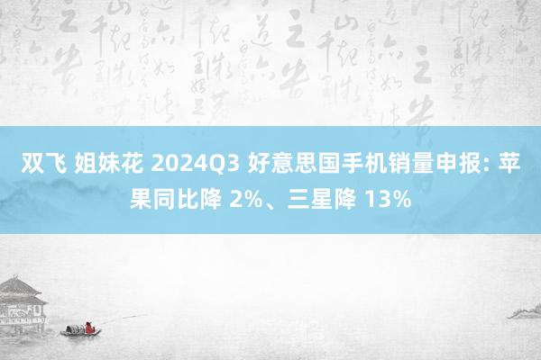 双飞 姐妹花 2024Q3 好意思国手机销量申报: 苹果同比降 2%、三星降 13%