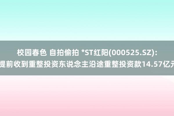 校园春色 自拍偷拍 *ST红阳(000525.SZ): 提前收到重整投资东说念主沿途重整投资款14.57亿元