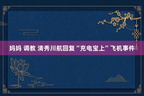 妈妈 调教 清秀川航回复“充电宝上”飞机事件