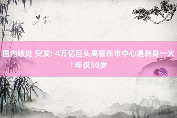 国内破处 突发! 4万亿巨头高管在市中心遇刺身一火! 年仅50岁