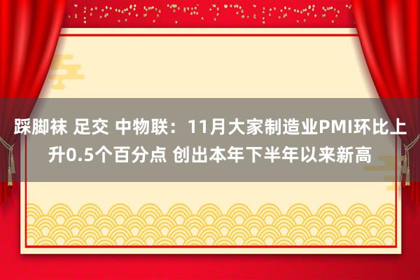 踩脚袜 足交 中物联：11月大家制造业PMI环比上升0.5个百分点 创出本年下半年以来新高