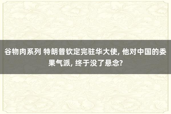 谷物肉系列 特朗普钦定完驻华大使， 他对中国的委果气派， 终于没了悬念?