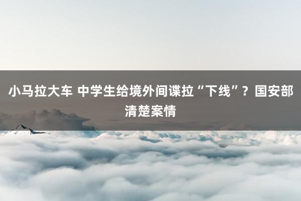 小马拉大车 中学生给境外间谍拉“下线”？国安部清楚案情