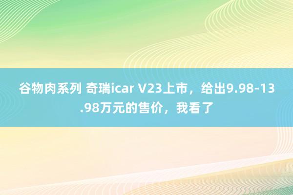 谷物肉系列 奇瑞icar V23上市，给出9.98-13.98万元的售价，我看了