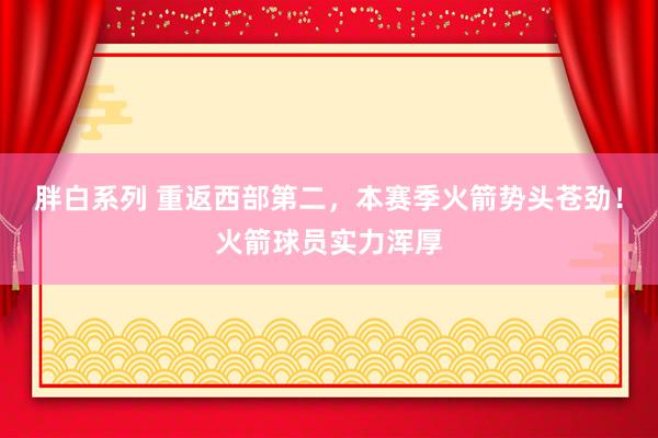 胖白系列 重返西部第二，本赛季火箭势头苍劲！火箭球员实力浑厚