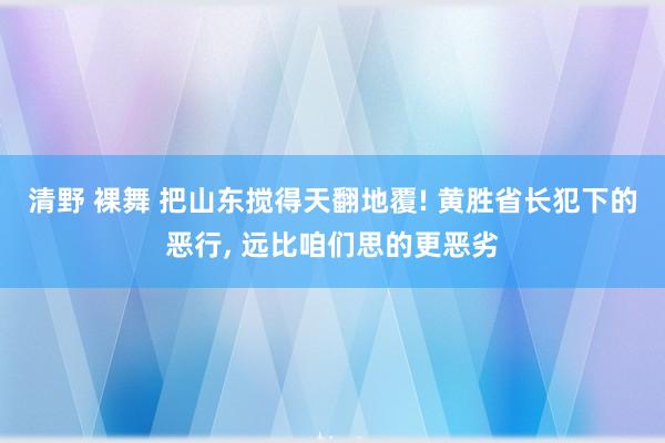 清野 裸舞 把山东搅得天翻地覆! 黄胜省长犯下的恶行， 远比咱们思的更恶劣