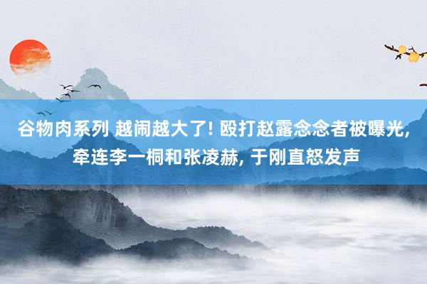 谷物肉系列 越闹越大了! 殴打赵露念念者被曝光， 牵连李一桐和张凌赫， 于刚直怒发声