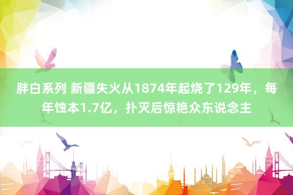 胖白系列 新疆失火从1874年起烧了129年，每年蚀本1.7亿，扑灭后惊艳众东说念主