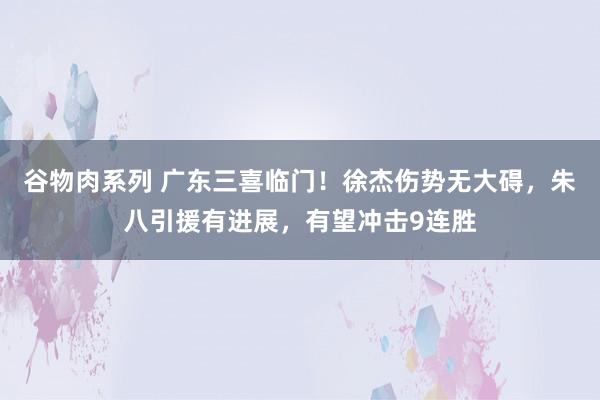 谷物肉系列 广东三喜临门！徐杰伤势无大碍，朱八引援有进展，有望冲击9连胜