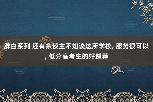 胖白系列 还有东谈主不知谈这所学校， 服务很可以， 低分高考生的好遴荐