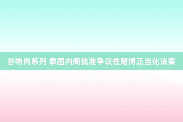 谷物肉系列 泰国内阁批准争议性赌博正当化法案