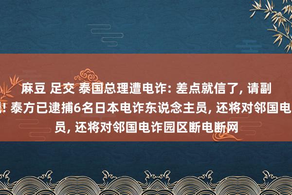 麻豆 足交 泰国总理遭电诈: 差点就信了， 请副总理核实才发现! 泰方已逮捕6名日本电诈东说念主员， 还将对邻国电诈园区断电断网